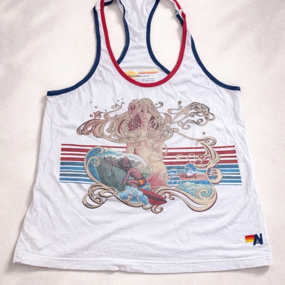 Very Rare Aviator Nation White Mermaid Tank Top